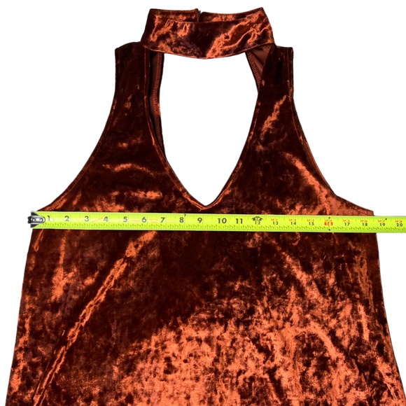 Show Me Your Mumu Mini Velvet Dress Friday Choker Copper Crush Stretch Size M - Picture 8 of 11